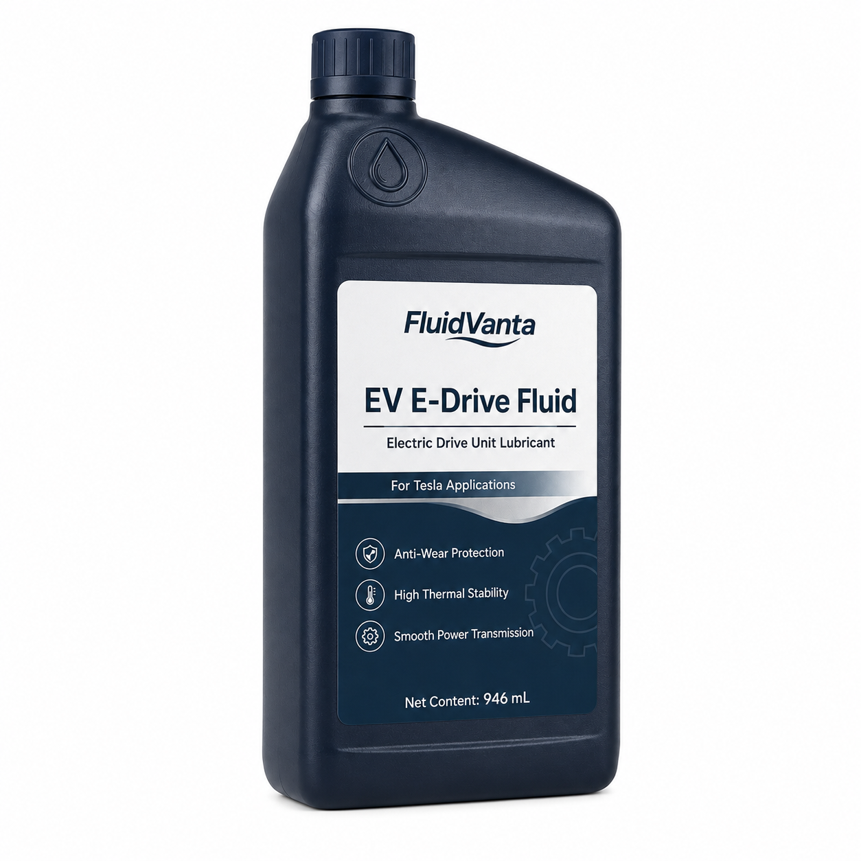 Tesla EV e-drive fluid product packaging view 2