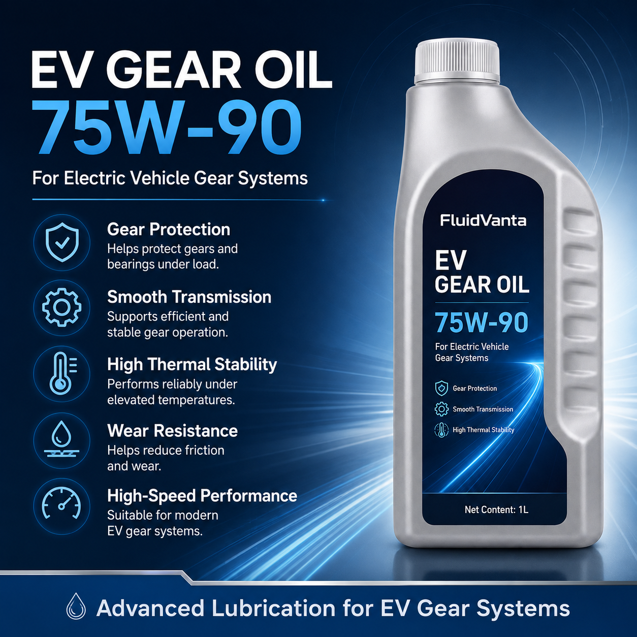 EV gear oil 75W-90 product packaging view 4