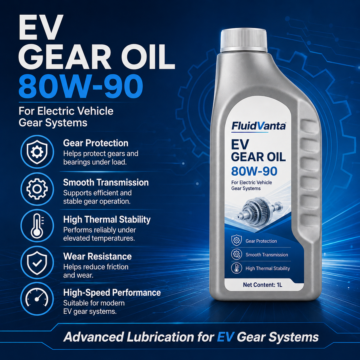EV gear oil 80W-90 product packaging view 4